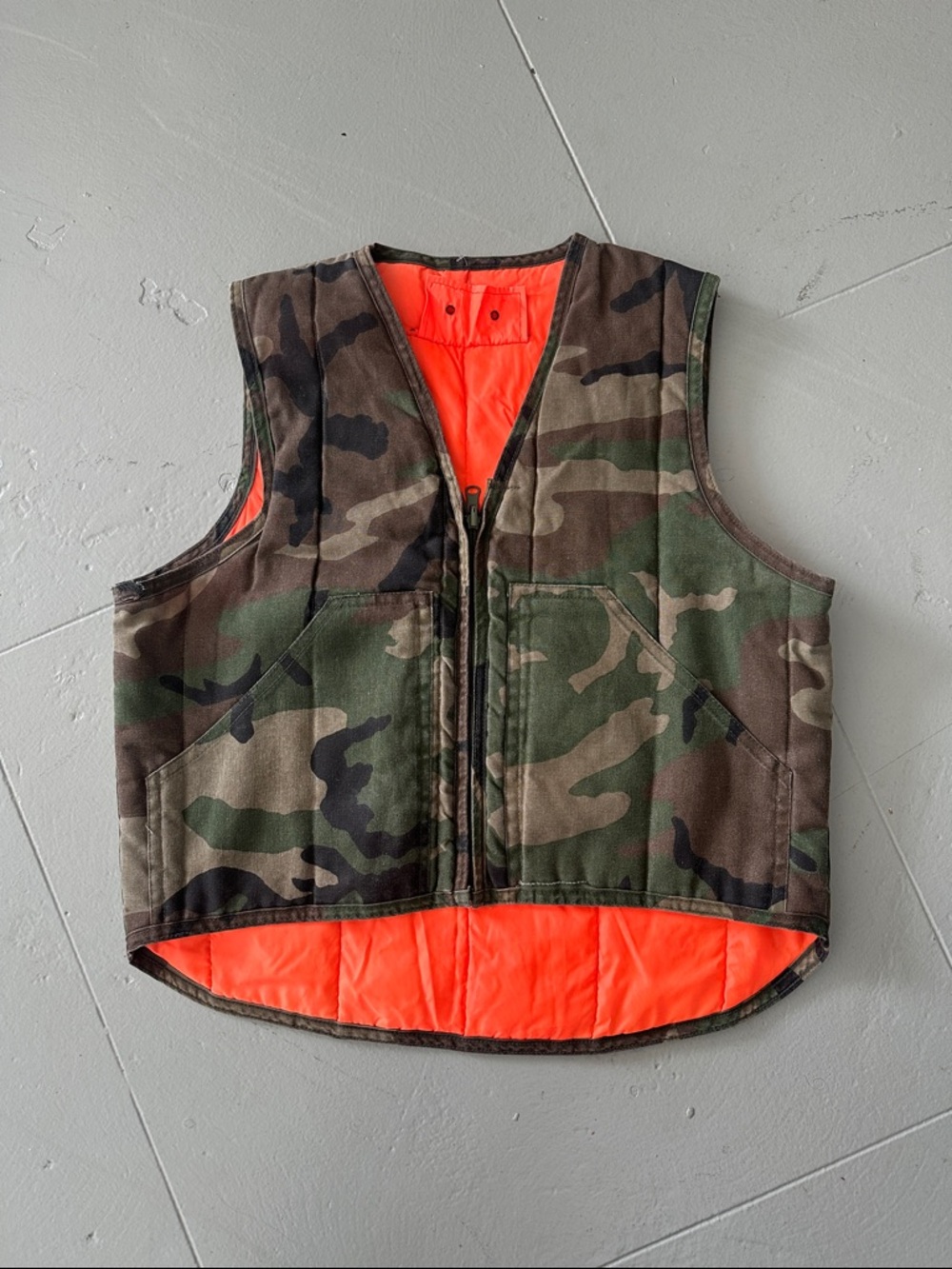 Camouflage Vest with Orange Lining